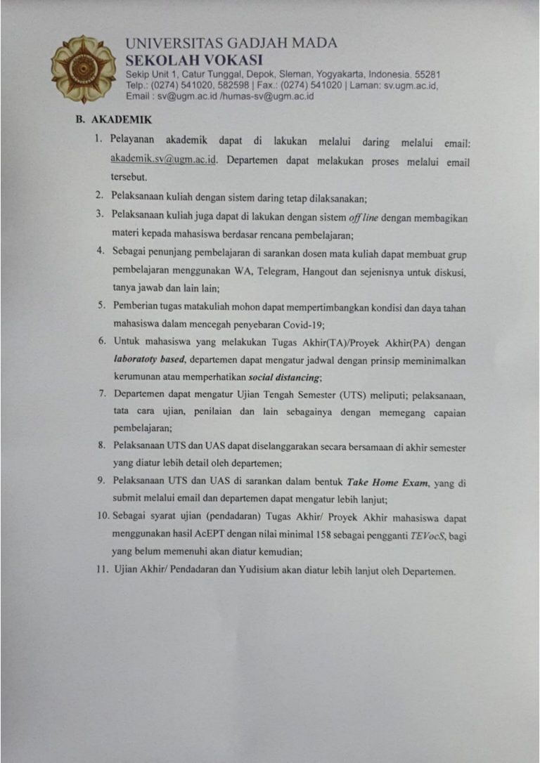 SUNDUL SURAT EDARAN DEKAN SEKOLAH VOKASI TANGGAL 20 MARET 2020 – Deb.sv ...